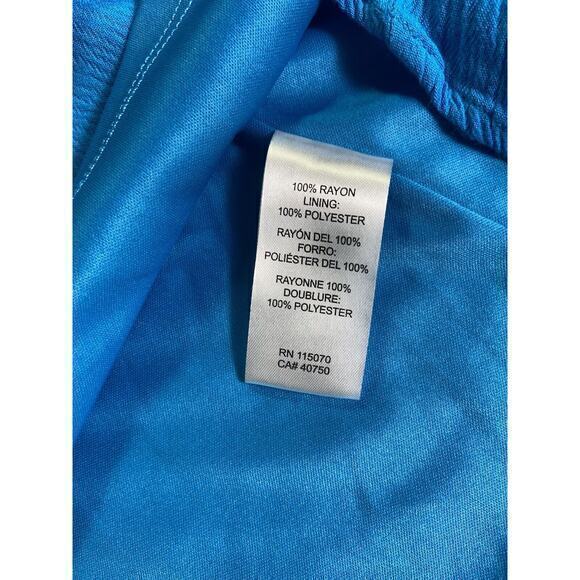 Nina Leonard Teal Blue Maxi Lined Dress Spaghetti Strap Elastic Waist Size XL - Picture 5 of 11